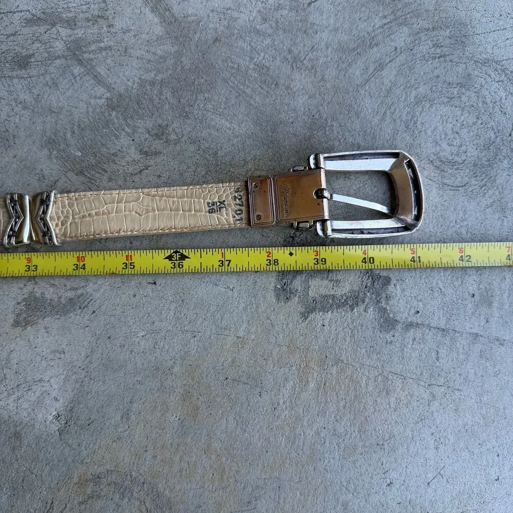 Vintage 90s Western Reversible Leather Belt Ornate Silver Buckle 36